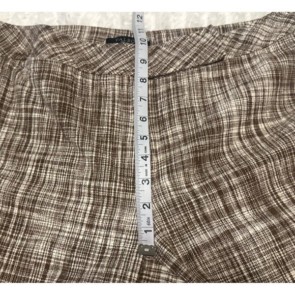 Talbot's Woman Capri Pants Brown & White Plaid Print Linen Blend Women Size 14W - Picture 9 of 16